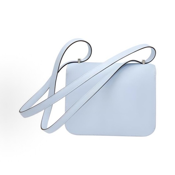 HERMES爱⻢仕 Constance 19 银扣 斜挎单肩包  雾霾蓝雾蓝色